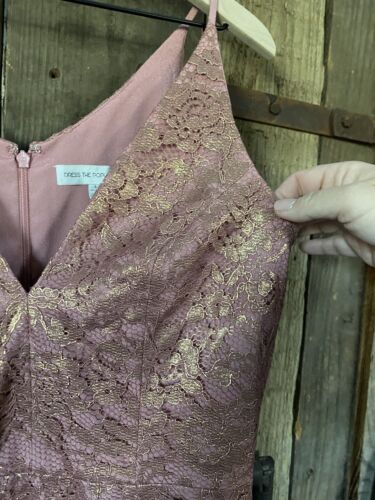 Dress the Population Midikleid mauve gold Spitze Leilani Illusionssaum Large neu mit Etikett - Bild 2 von 10