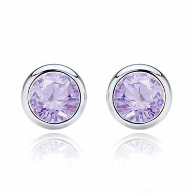 2 ct. Alexandrite Bezel Shape Stud Earrings in Sterling Silver ~ JUNE BIRTHSTONE