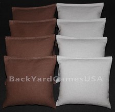 ALL WEATHER CORNHOLE BEAN BAGS Brown Gray Resin Filled WATERPROOF
