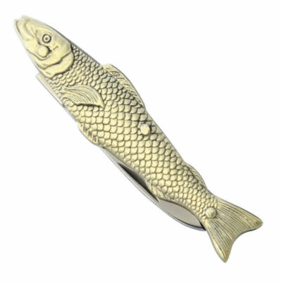 NOVELTY KNIFE COMPANY - FISH KNIFE with FIGURAL METAL HANDLES,  NV319