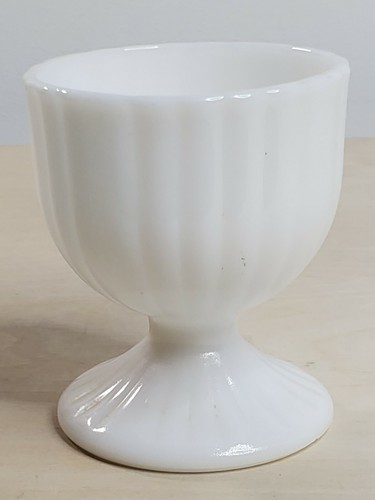 White Milk Glass Raised Pedestal Bowl 4 5/8” Tall 4” Wide - Picture 5 of 9