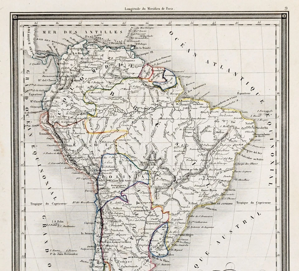 Карта 1845 ЮЖНАЯ АМЕРИКА оригинальная АЛЕКСАНДР ВЮИЛЬМИН (10x7,5) ПАТАГОНИЯ - ПЕРУ - Изображение 3 из 3