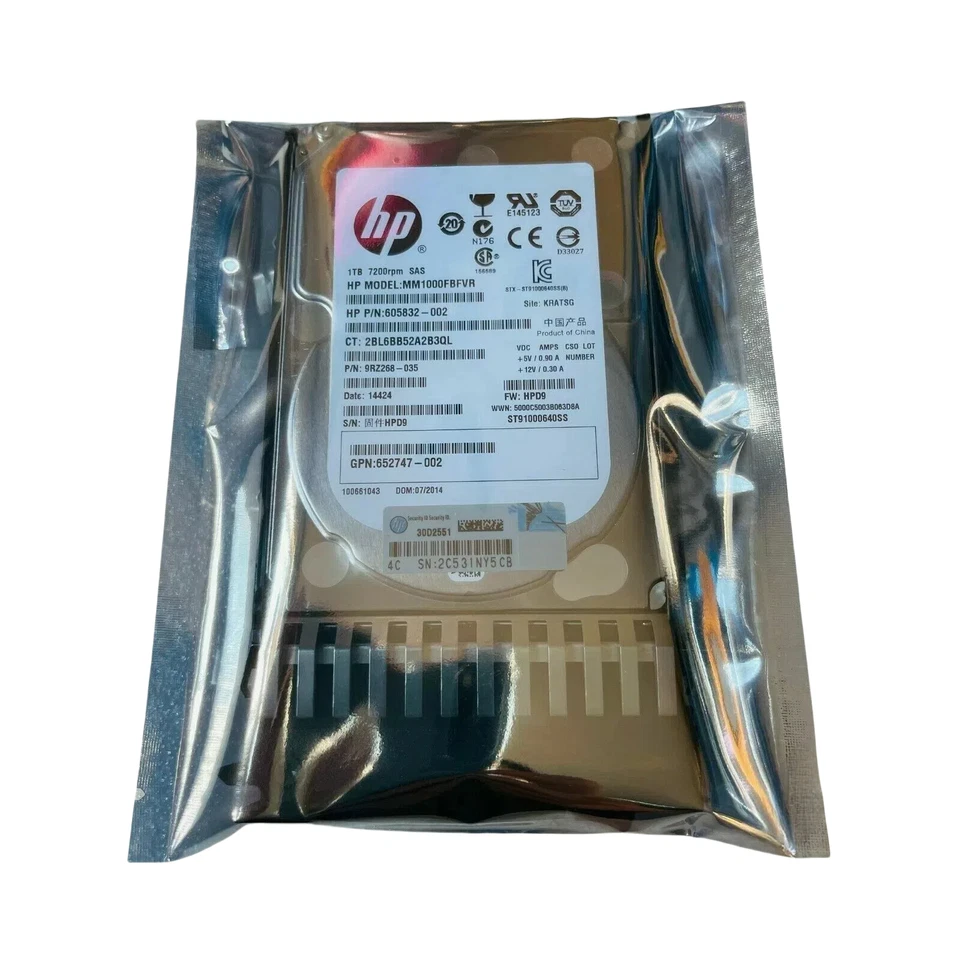 HPE 605835-B21 606020-001 1TB 6G SAS 7.2K 2.5" MDL DL380 G6 G7 HDD Hard Drive - Image 2 of 4