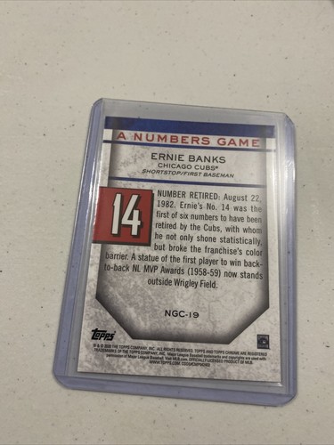 "Tarjeta Ernie Banks 2020 Topps Chrome Actualización ""Un JUEGO DE NÚMEROS"" # NGC-19 CUBS CHICAGO - Imagen 2 de 2
