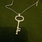 Sterling silver/rhodium key shaped pendant -oversize lattice work key