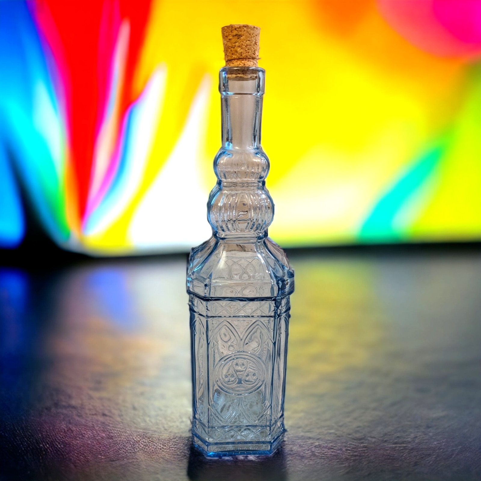 Square Vintage-Style Glass Bottle Light Blue 12x3.125 in.