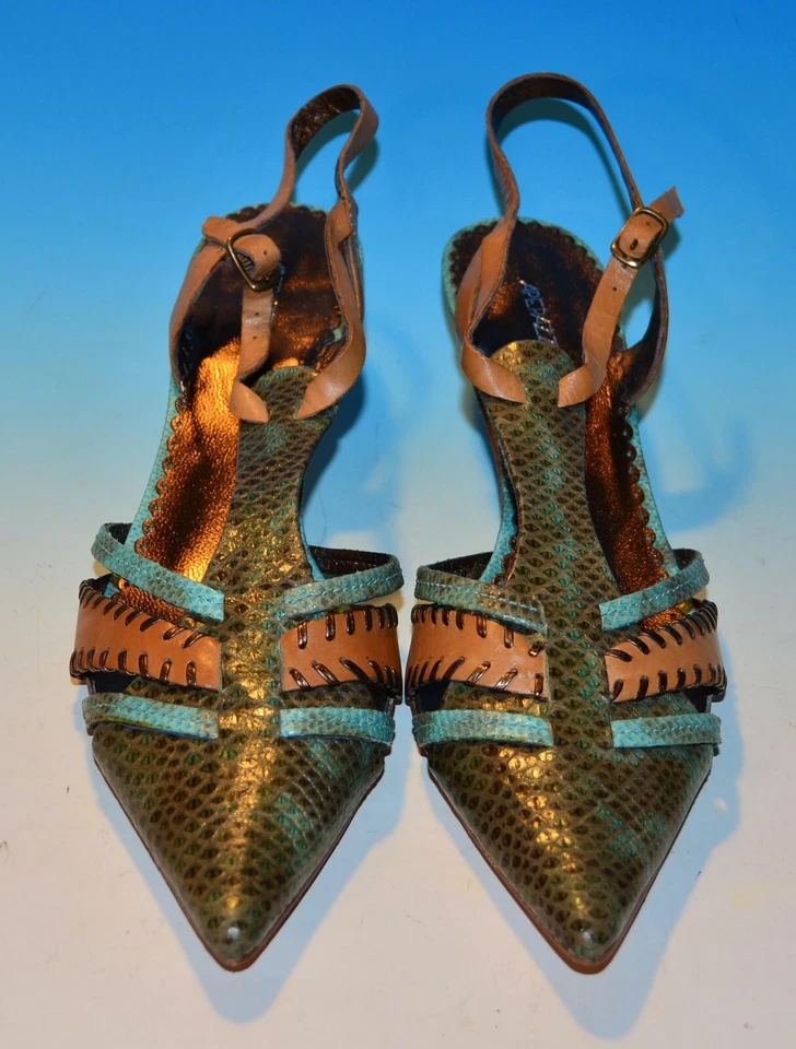 Zapatos de tacón de aguja de cuero de piel de serpiente APEPAZZA Sexy para mujer talla 39/8 Foto 2 de 4