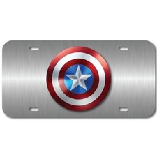 CAPITAIN AMERICA VEHICLE PLASTIC LICENSE PLATE FRONT AUTO USA MADE CAR TRUCK