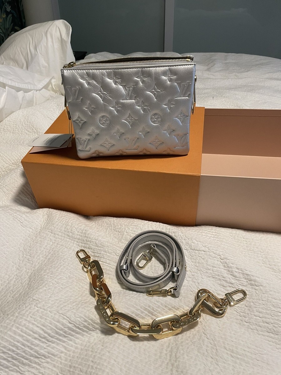 Louis Vuitton Silver Embossed Monogram Coussin BB Crossbody Bag For Sale at  1stDibs  silver louis vuitton bag, louis vuitton coussin bag, louis  vuitton coussin bb silver