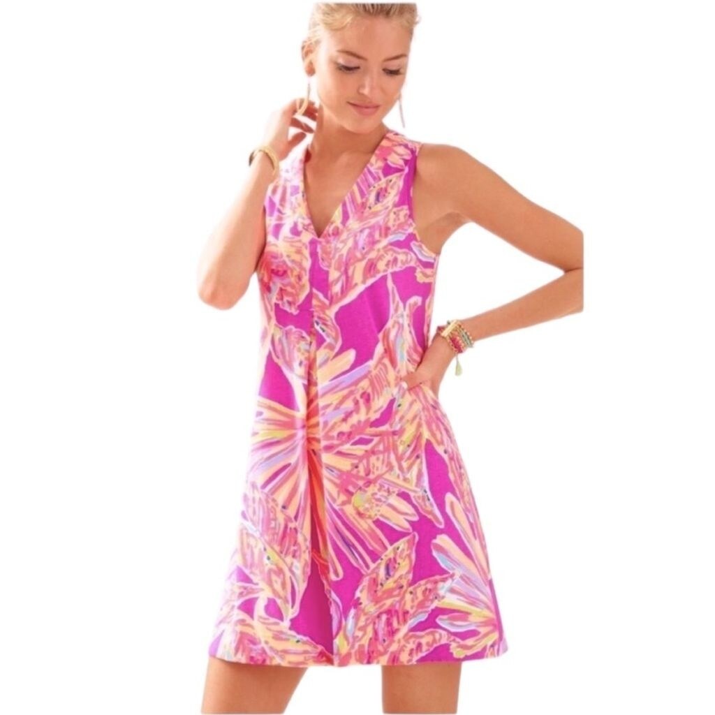 Lilly Pulitzer Amina Swing Dress Amethyst Sunseekers Sleeveless Pink Purple
