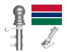 Gambia 3'x5' Polyester Flag & Spinner Flagpole Set w/Adjustable Bracket