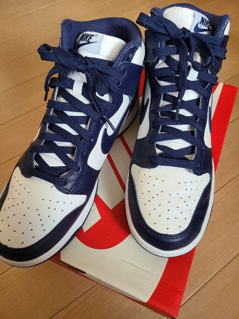 Nike Sneakers Shoes Dunk Hi Retro White Navy Leather Size Men's