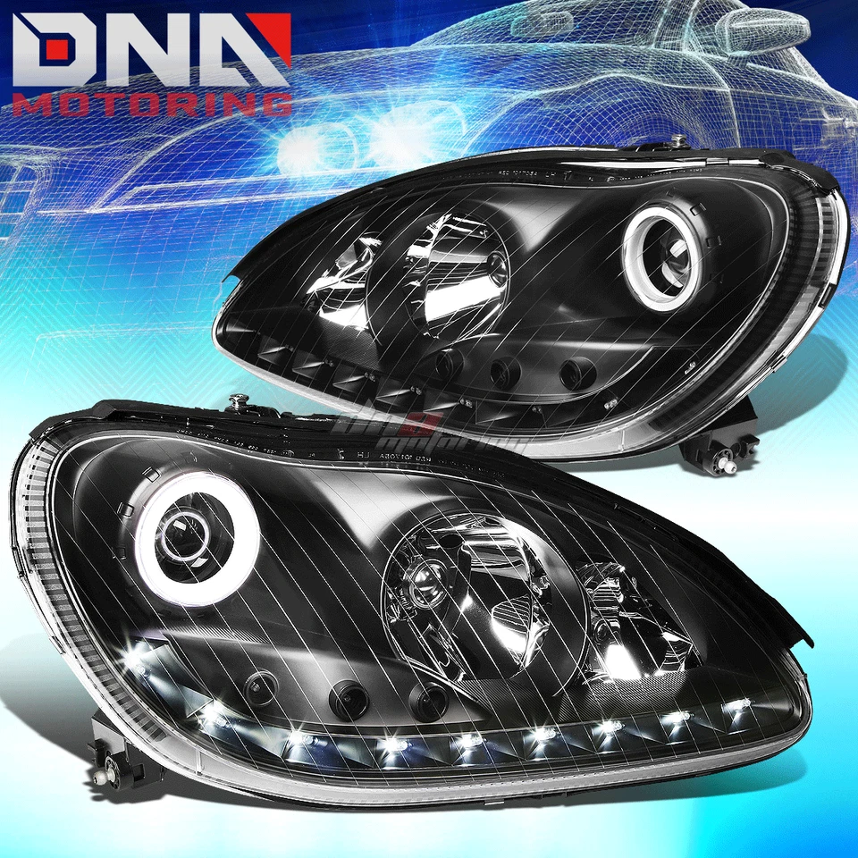 黑色 HALO LED 灯 + 标志灯 + 6000K 白色 LED 系统 适合 00-06 W220 — 第 2/4 张图片