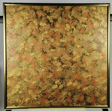 "Warm Metals Mixed" - 12" x 12" Acrylics on Canvas Board Framed Art Original