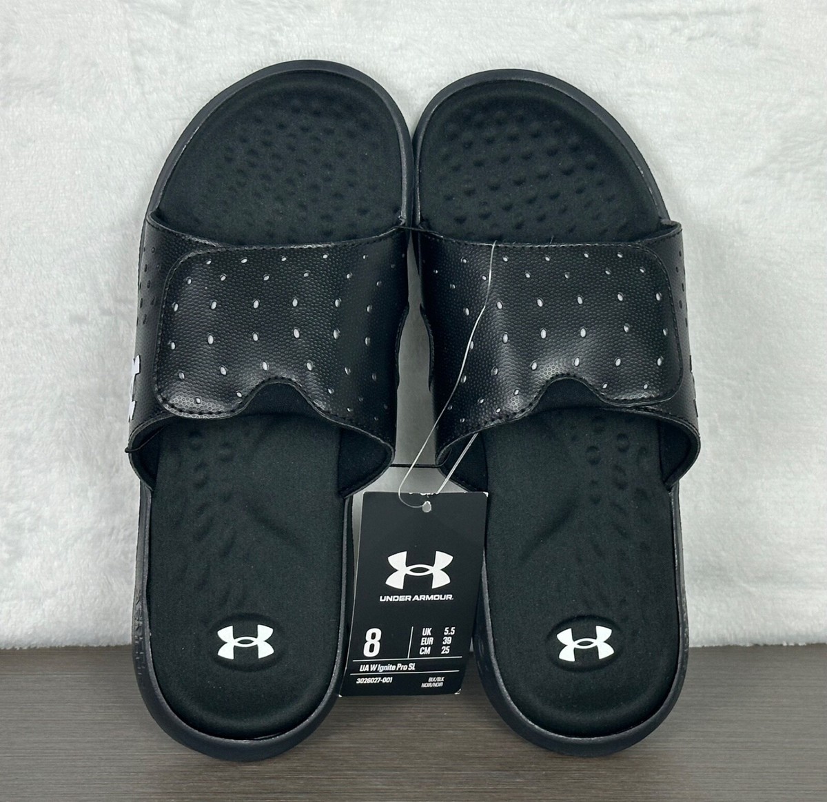 Under Armour Women's Ignite Pro Slides Size Black/White