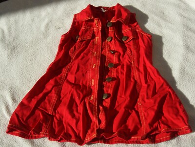 TopiTop Kleid Jeanskleid Gr 86 rot ärmellos Sommerkleid Mädchen