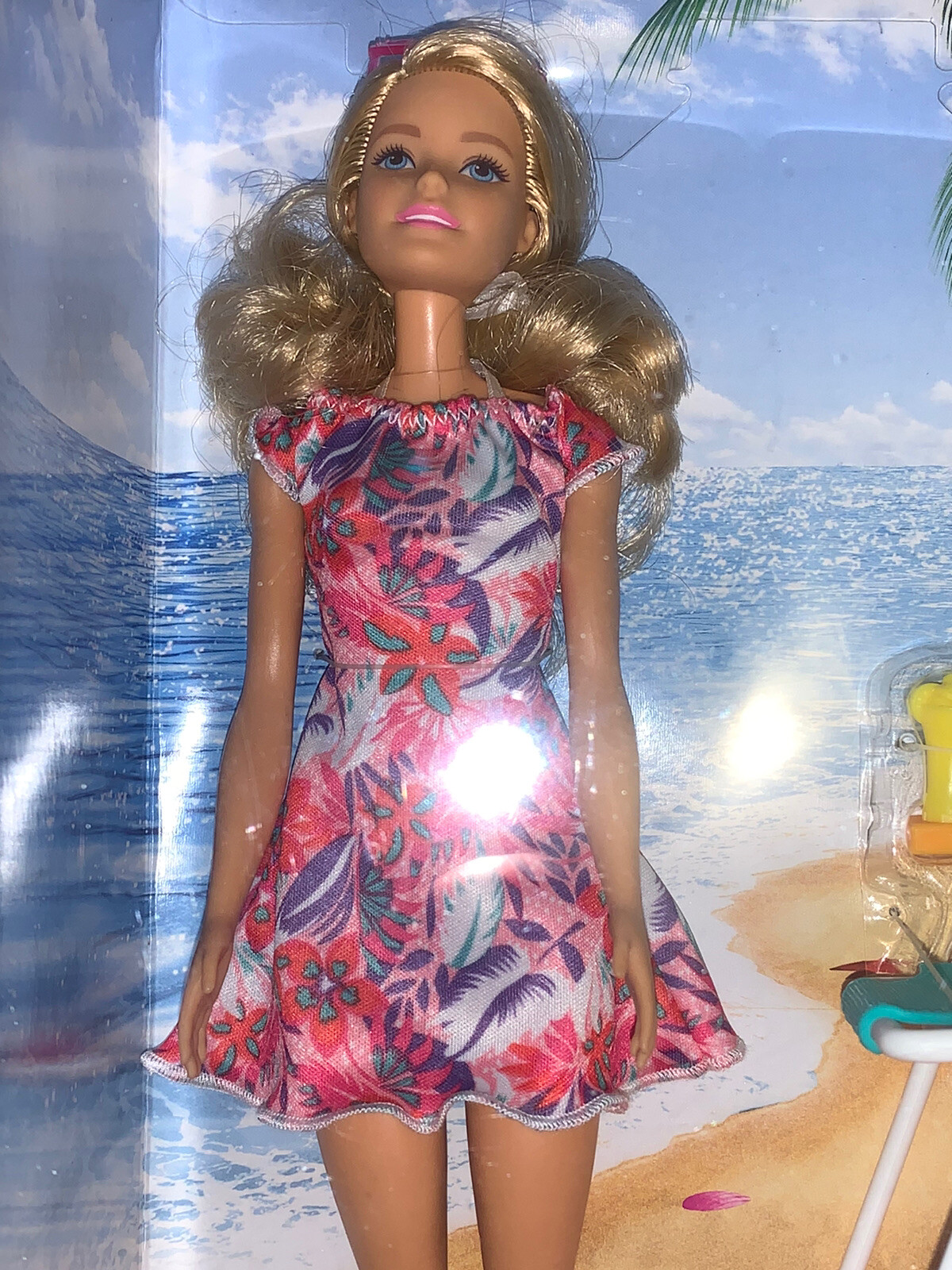 barbie doll blonde and beach accessories set