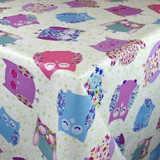 Nappe de Table en Toile Cirée Hiboux Chouette Multicolore M19345 Carré Rond Oval