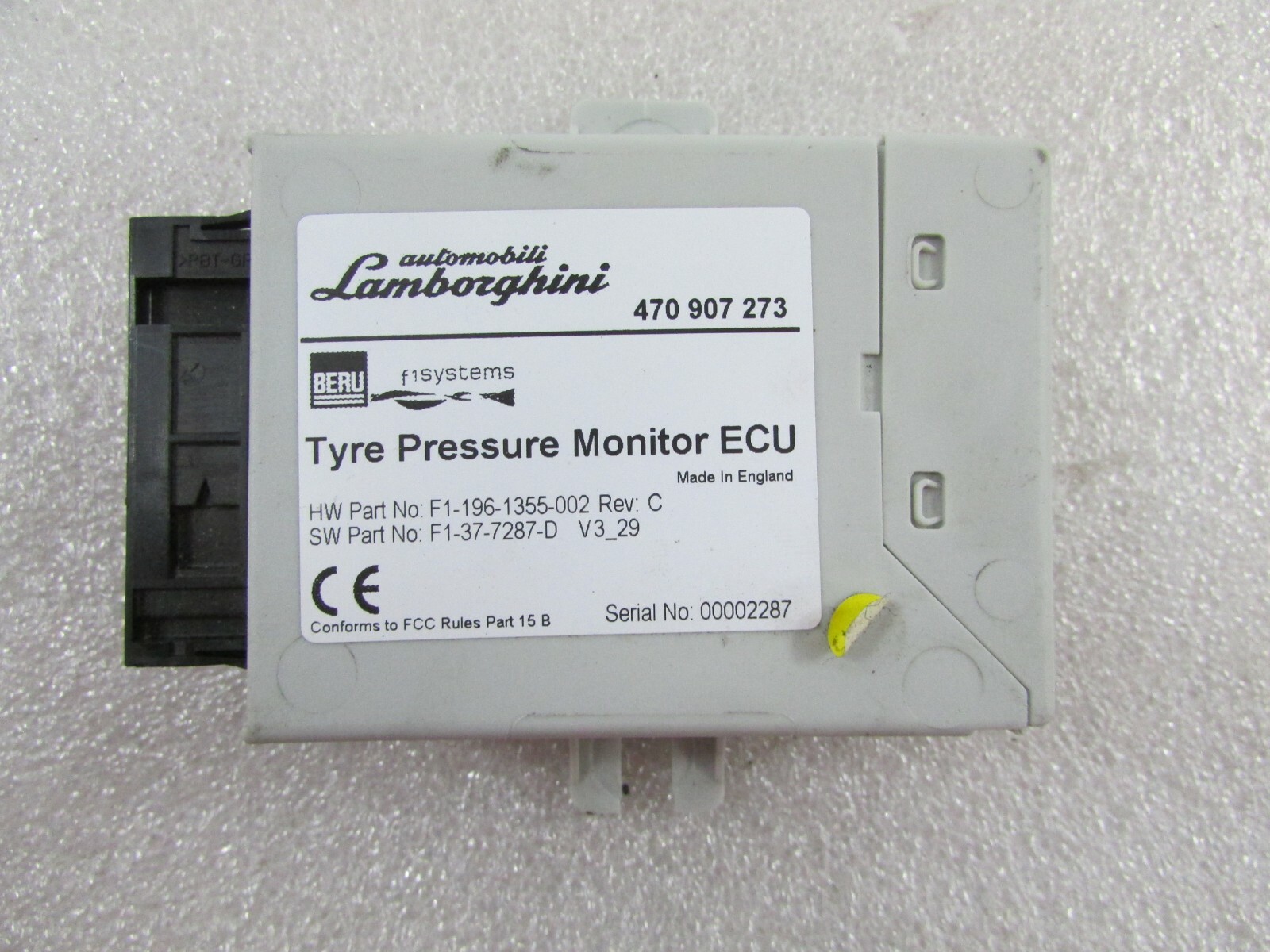 Lamborghini Aventador, Tire Pressure Sensor Control Unit, Used, P/N 470907273