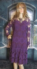  Free People Night Out Dress Purple Sheer Full Crochet  M-L Sold Out $168