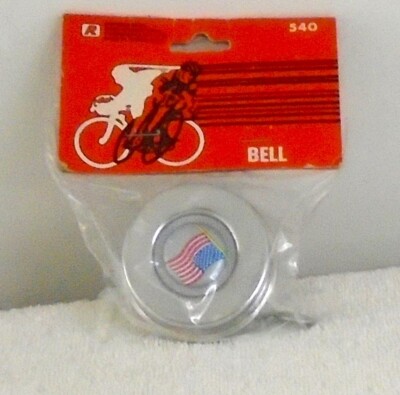Vintage Rand Chrome Bicycle Bell With American Flag Emblem