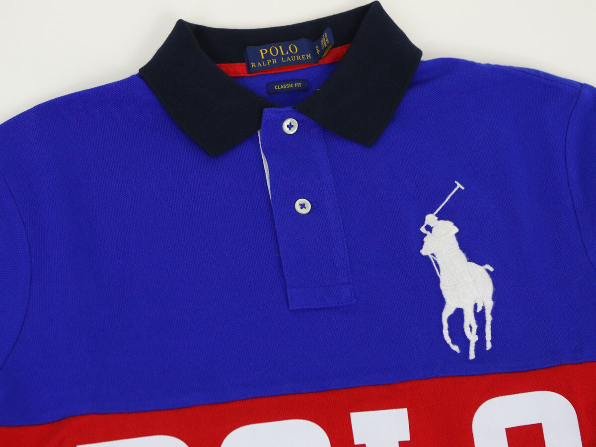 Ralph Lauren Mens Short Sleeve Mesh Polo Shirt Size L Blue-red