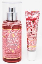Bath & Body Works Tutti Frutti Candy Body Spray Mist Lip Gloss Mini Travel 2pc