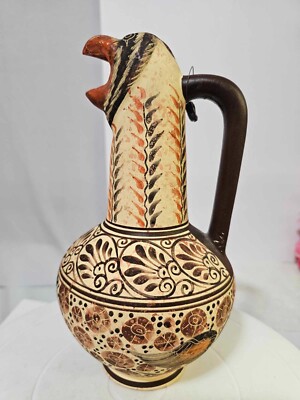 Archaic Pottery jug griffins head greek swan bird design Signed & Numbered- READ