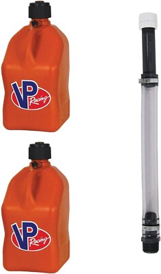 VP Racing Fuels 5-Gallon Square Container Orange w/ 14'' Standard Hose (2 Pack)