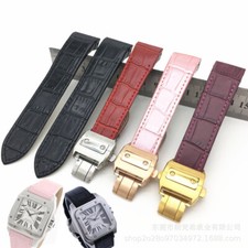 Genuine Leather Head Layer Cowhide Watch Band Strap 20 23mm Fits Cartier Santos