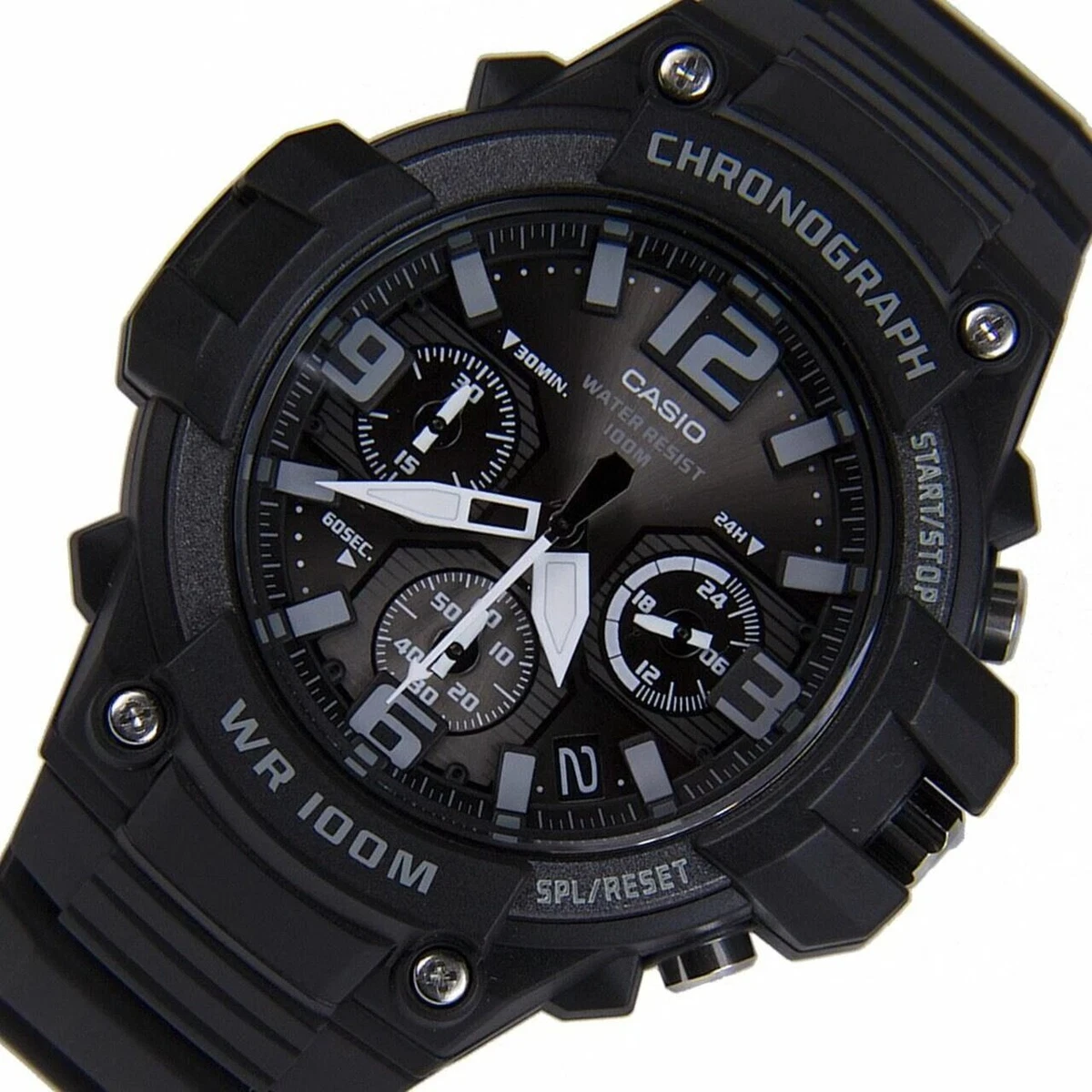Casio MCW100H-1A3 Men's Chronograph Analog Black Resin Band Watch | eBay