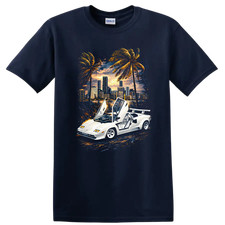 Lamborghini Countach Old Car T Shirt Classic Supercar Sunset Tee Vintage