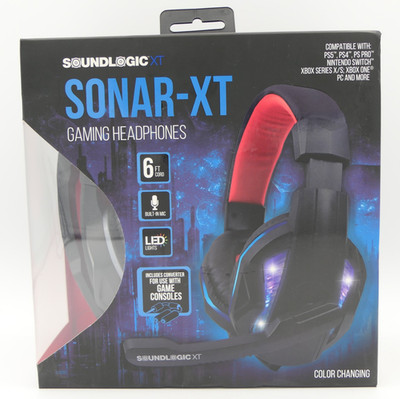 Soundlogic XT Sonar-XT Gaming Headphones w/ LED Lights, 6 Ft Cord, Built In Mic