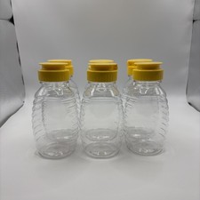 8oz Honey Squeeze Bottles 6ct With Flip Lid Clear Empty Jar Easy Dispensing
