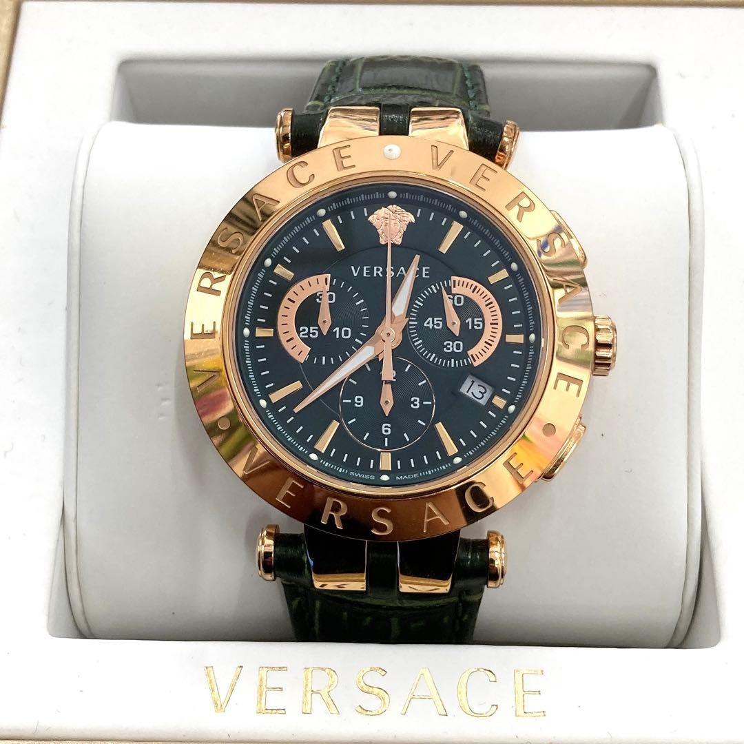 Versace Men's Chronograph watch Blue Gold Quartz 42mm Used Good Condition
