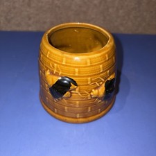 Vintage Golden Brown Glazed Pot with Brick effect decoration 3.5” x 3.5”