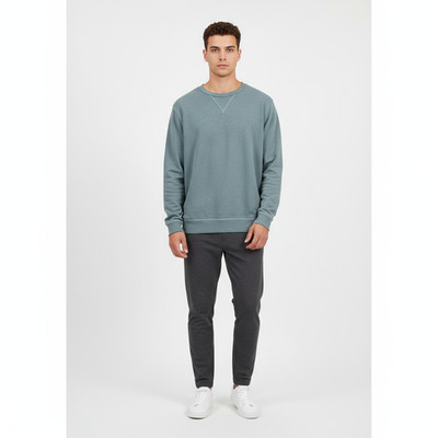 GOODLIFE Unisex Sweatshirt XXLarge Teal Grey Slouchy Relaxed Lightweight Terry