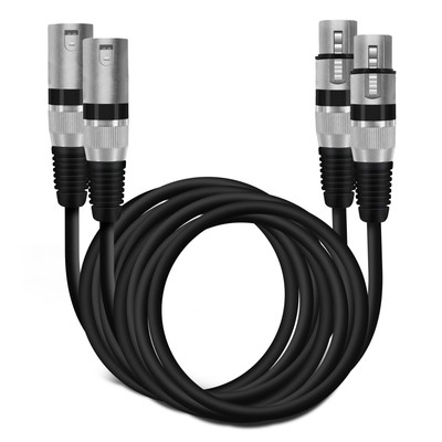 20ft XLR Male to Female Mic Cable 2-Pack - 3-Pin Balanced Shielded XLR Cable ...