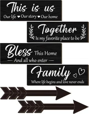 Thyle 6 Pcs Home Wall Decor Signs, This Is Us/Together/Bless/Family Wooden... 