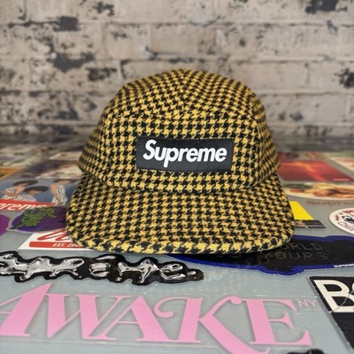 Supreme Houndstooth Wool Camp Cap FW23 Yellow Bellandi Wool | eBay