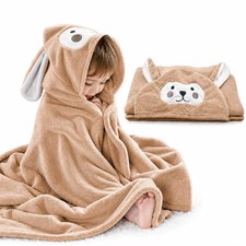 Kaqi 27.5x55 Inch Toddler Infant Baby Girl Boy Hooded Soft Bath Towel Blanket