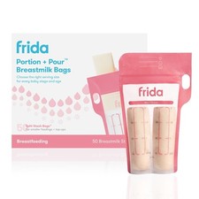 Frida Mom Breastmilk Storage Bags, 50ct Splitstash Freeze Thaw Milk Bags fo...