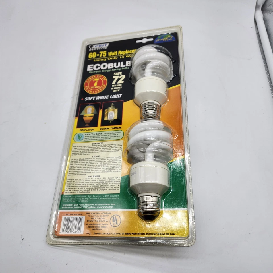 FEIT ELECTRIC COIL-TWIST-SPIRAL 60-75Watt Ecobulb 1100 Lumens 1 pack; 2 bulbs - Image 3 of 3