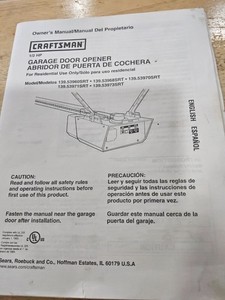 craftman garage door opener owners manual