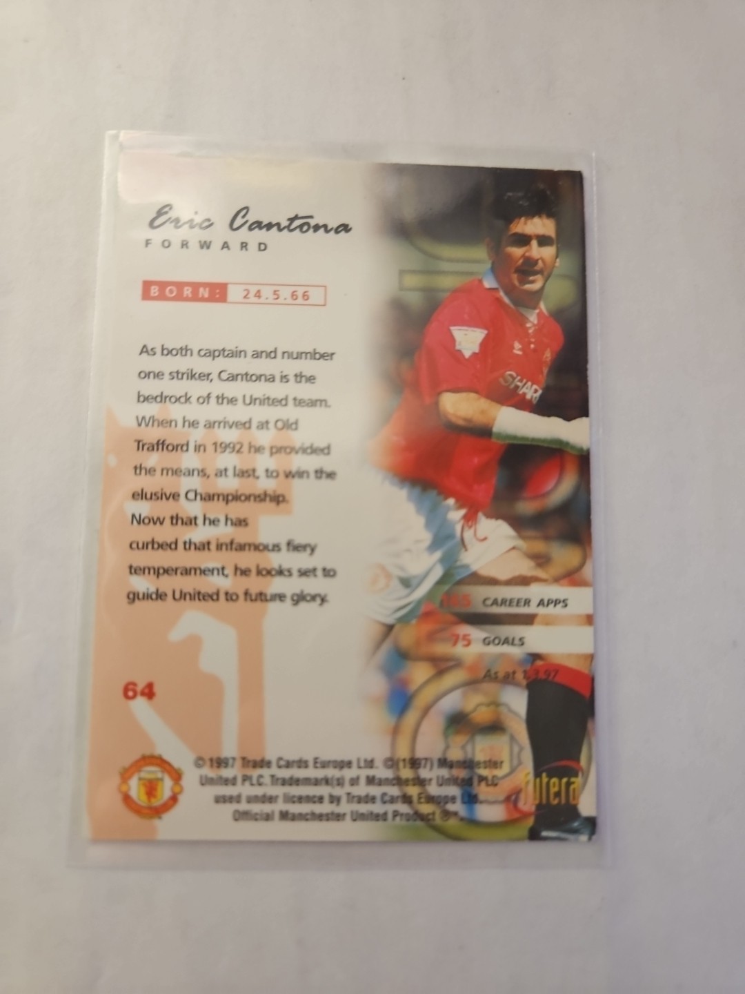 1997 Futera Manchester United - Online Eric Cantona #64 image 2