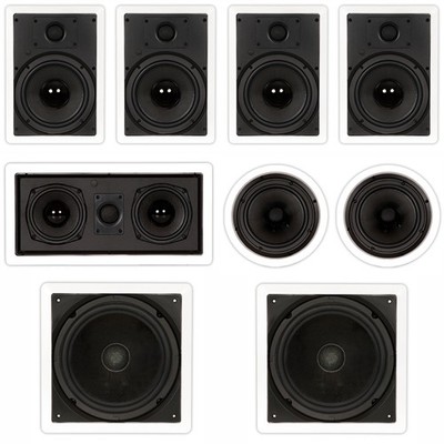 Theater Solutions TST87 Flush Mount 7.2 Speaker Set 8'' In Wall and Ceiling