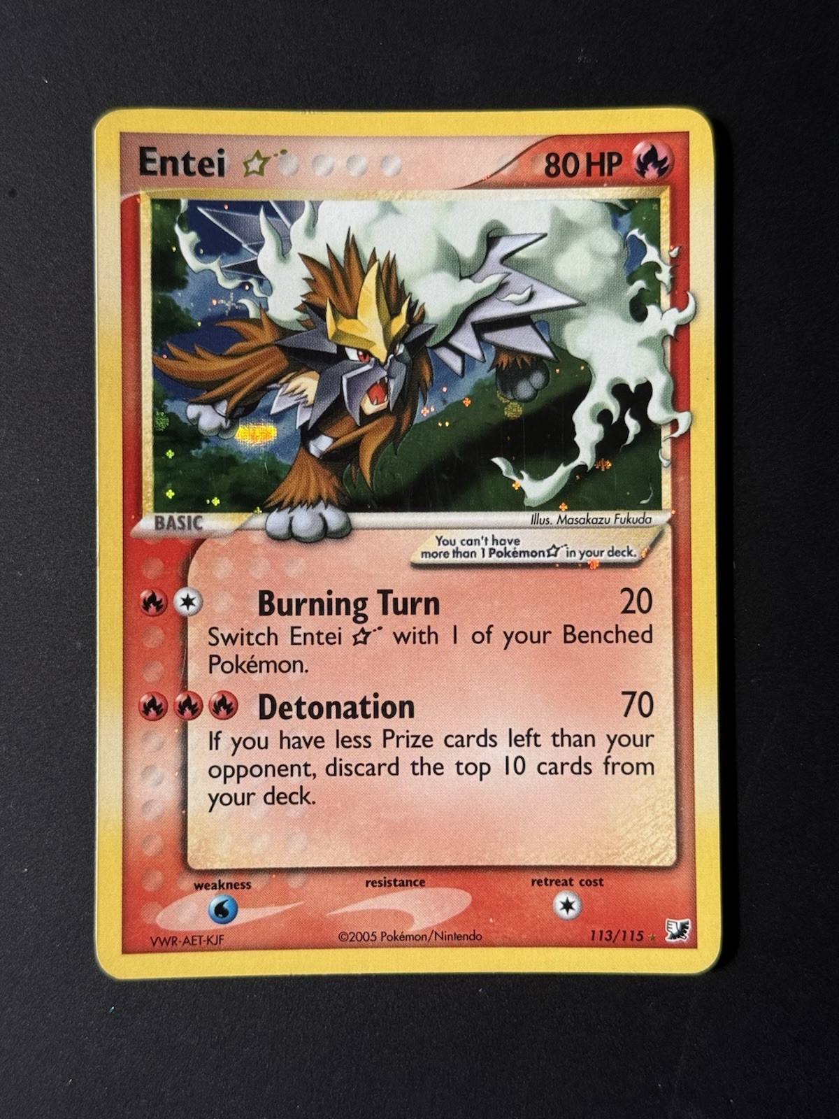 Pokemon Gold Star Entei 113/115 EX Unseen Forces 2005 Holo Rare NM