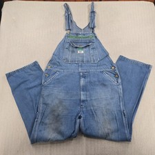 Liberty Bib Overalls Mens 38x32 Blue Denim Carpenter Workwear Distressed