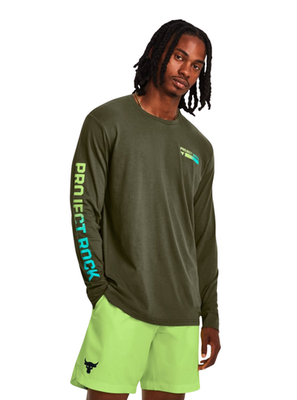 NEW Under Armour Project Rock Long Sleeve Mens Brahma Bull Army