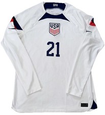 Nike USMNT Soccer Jersey Football Kit USA Weah #21 Medium Long Sleeve